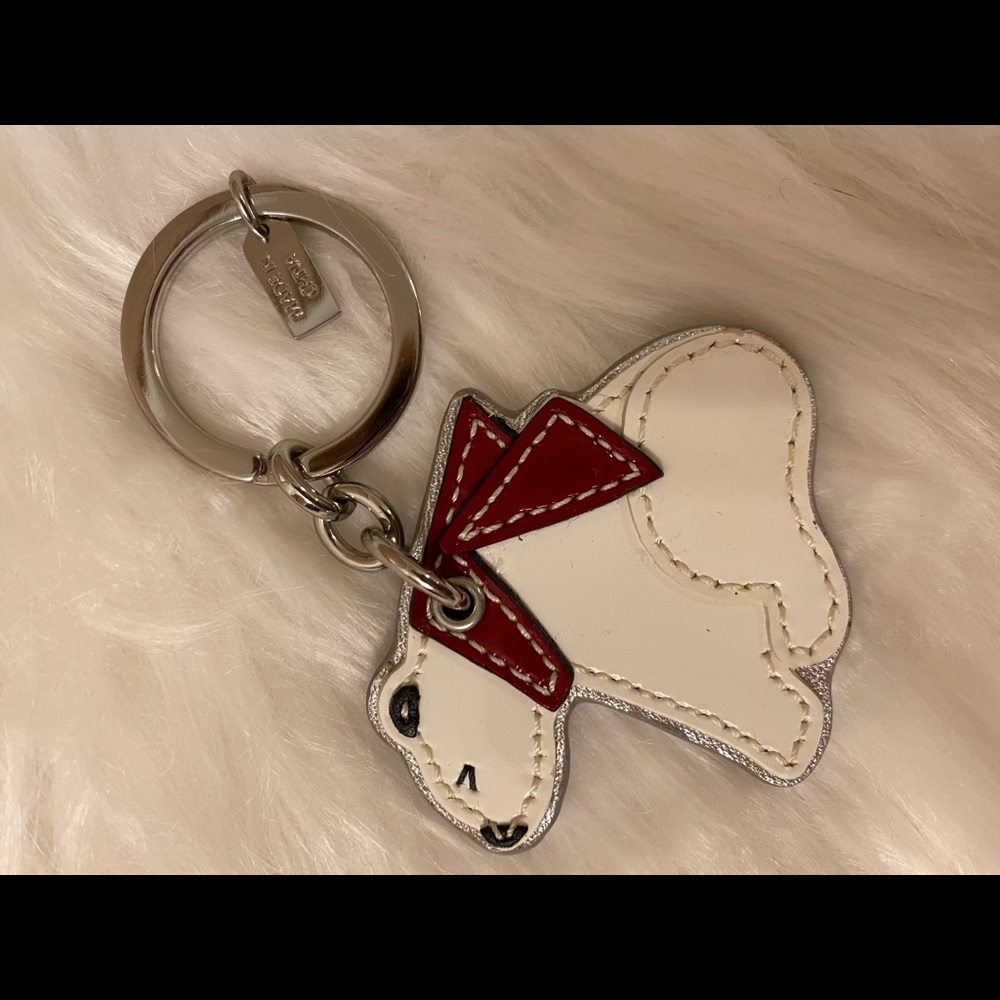 NWOT, Polar Bear Coach key fob, white leather